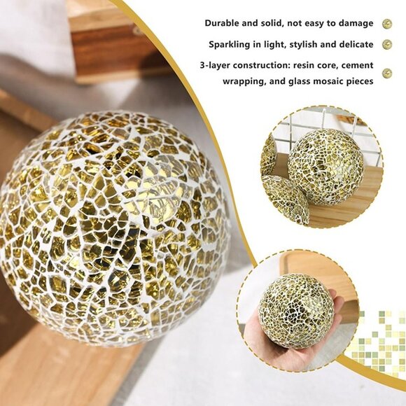 NEW 5PCS Decorative Glass Orbs, 3.14inch Mosaic Sphere Balls - Picture 4 of 7